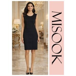 Exclusively Misook Black LBD Sleeveless Sheath Dress Minimalist Quiet Luxury XL